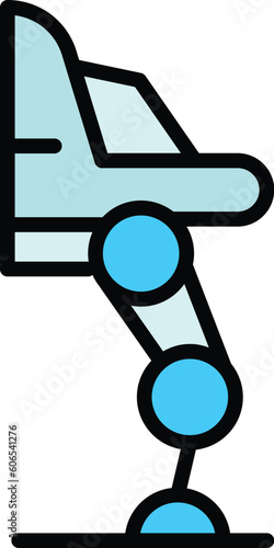 Human future exoskeleton icon outline vector. Robot suit. Artificial man color flat