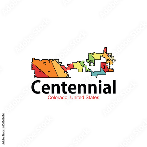 Map Of Centennial Colorado City Colorful Geometric Logo