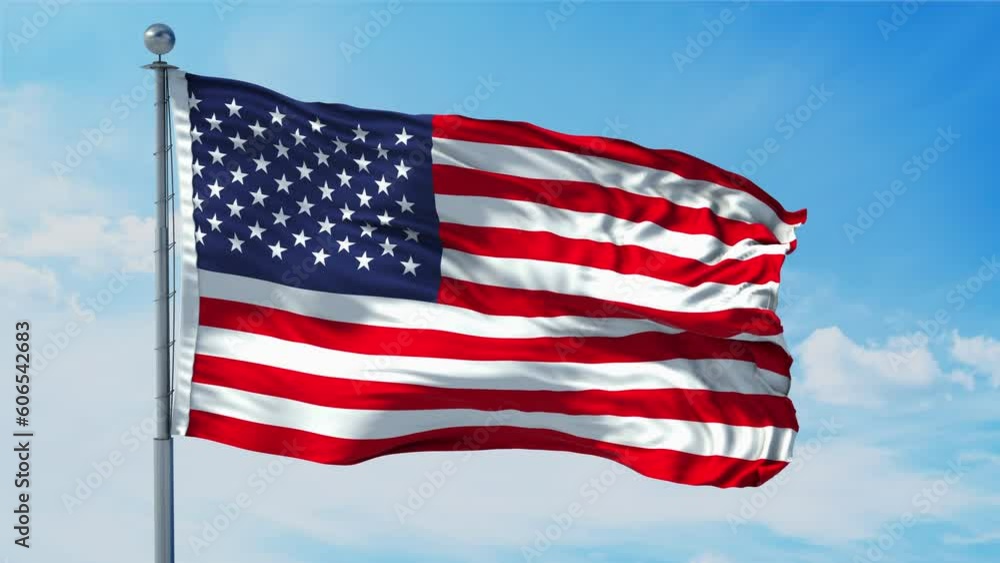 American Flag, 4 th july Independence Day USA. Realistic 4K. 30 fps flag of the US. American Flag waving in the wind. Seamless loop with highly detailed fabric texture. Loop ready in 4k resolution American Flag, 4 th july Independence Day USA. Realistic 4K. 30 fps flag of the US. American Flag waving in the wind. Seamless loop with highly detailed fabric texture. Loop ready in 4k resolution