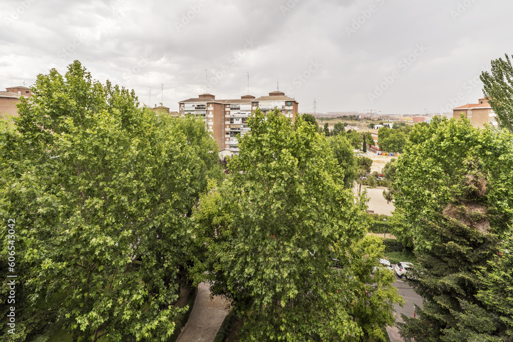 Buildings of a city with a large number