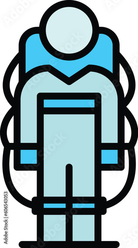 Army exosuit icon outline vector. Robot suit. Exoskeleton future color flat