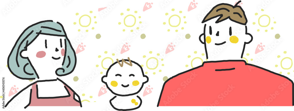 Φωτογραφία 若い夫婦と小さな赤ちゃんのポートフォリオ　イラスト素材