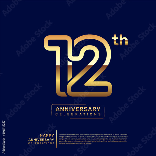 12 year anniversary logo design, anniversary celebration logo with double line concept, logo vector template illustration