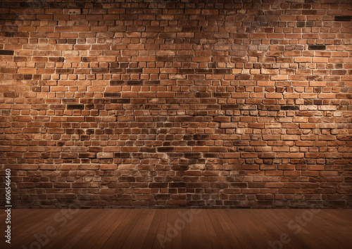 Red brick wall. Texture of old dark brown and red brick wall panoramic backgorund. Generative ai