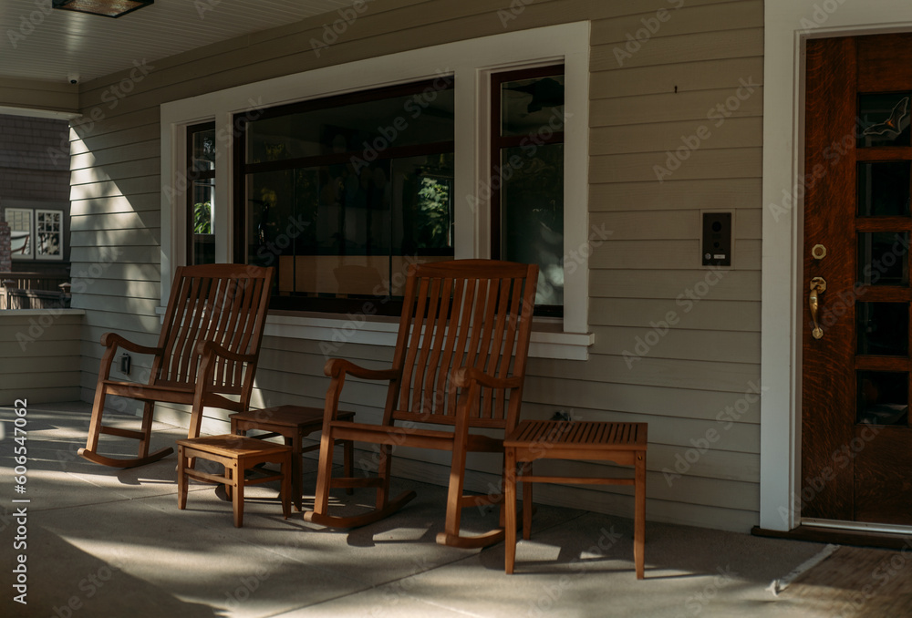Front Porch with Wooden Furniture Front Porch with Wooden Furniture