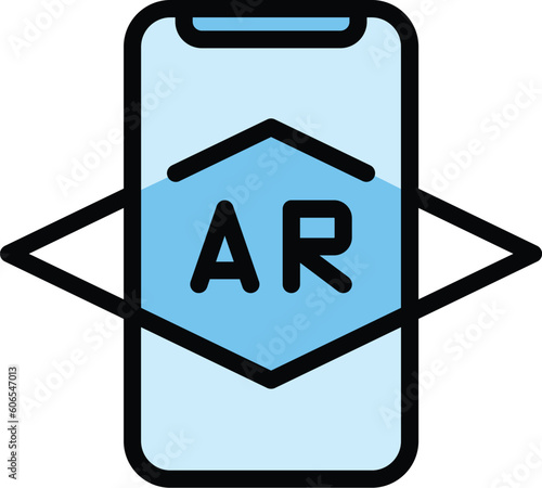 Smartphone ar icon. Outline Smartphone ar vector icon for web design isolated on white background color flat