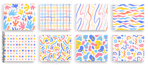Pastel color seamless pattern collection, modern abstract style.
