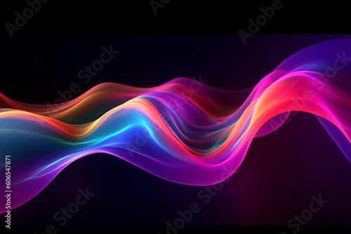 Dynamic 3D Render of Iridescent Neon Curved Wave in Motion on Black Background - Perfect for Banners  Wallpapers  and Covers  Generative AI.