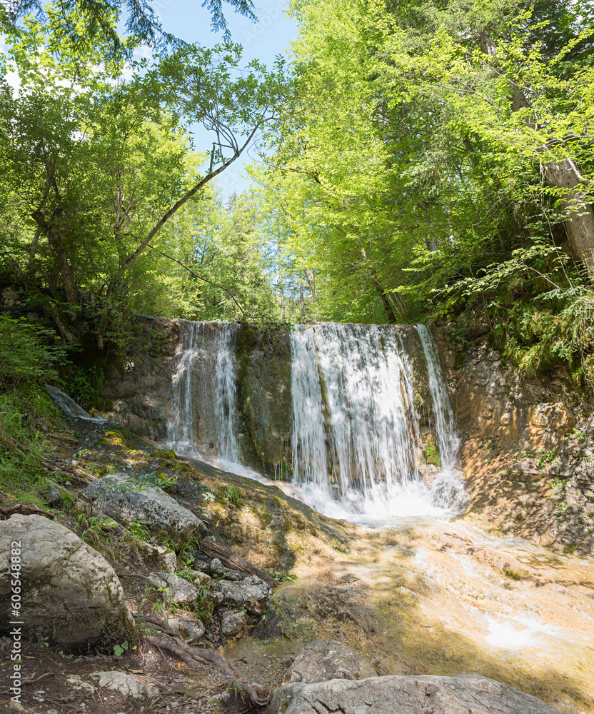 waterfall near Bayrischzell, upper bavaria, hiking destination in summer
