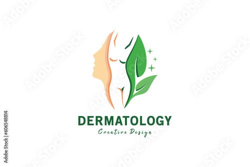 Dermatology logo design, vector symbol for natural beauty body and face care