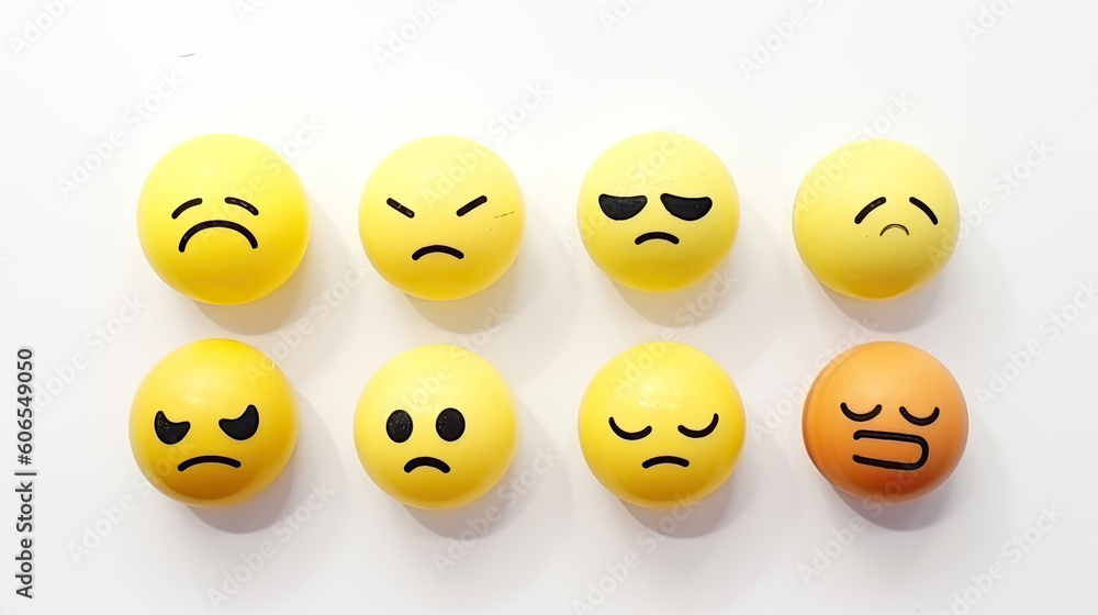 Emoticon with sad and angry face isolated on white background. Emoticon with sad and angry face isolated on white background.