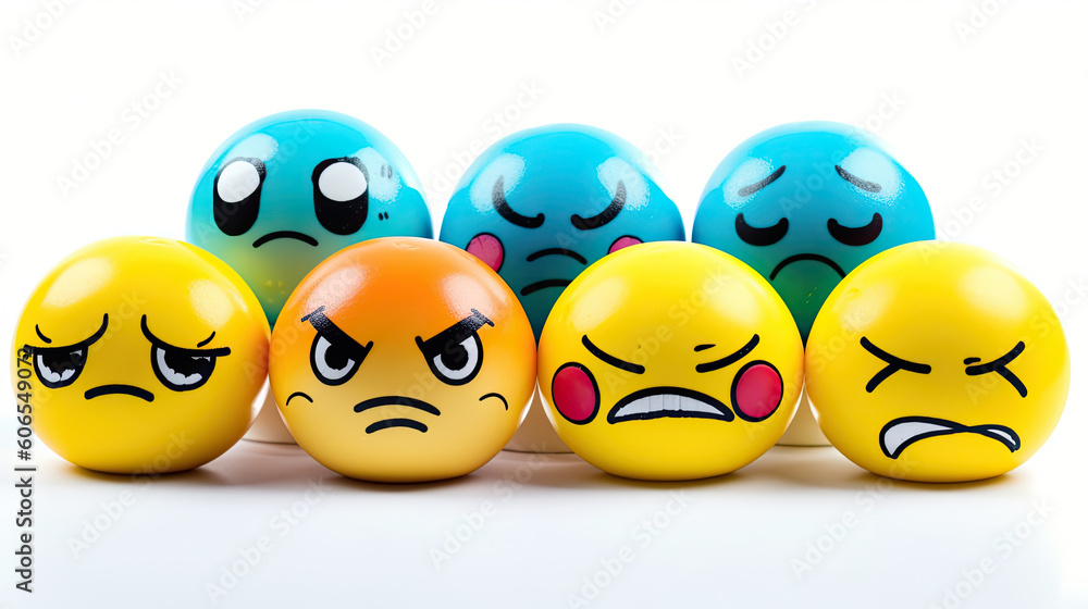 Easter eggs with sad and angry faces isolated on white background. Easter eggs with sad and angry faces isolated on white background.