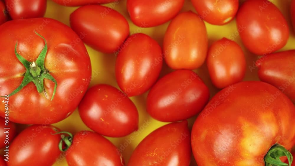 Red tomatoes on a yellow background Red tomatoes on a yellow background
