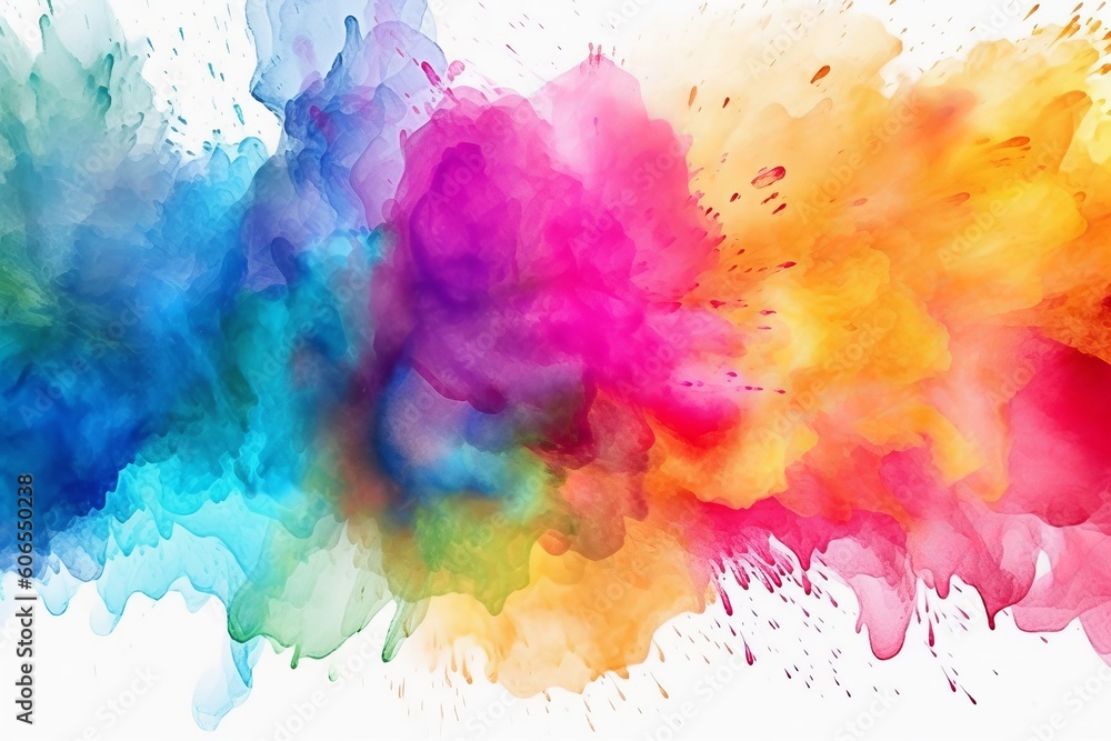 Rewritten title: Colorful Watercolor Splashes in Spray-Paint Style and Color Field Pattern, Generative AI.