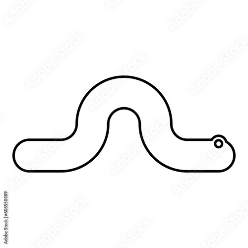 Creeping worm earthworm crawling invertebrate creep creature helminth parasite pest crawl angleworm contour outline line icon black color vector illustration image thin flat style