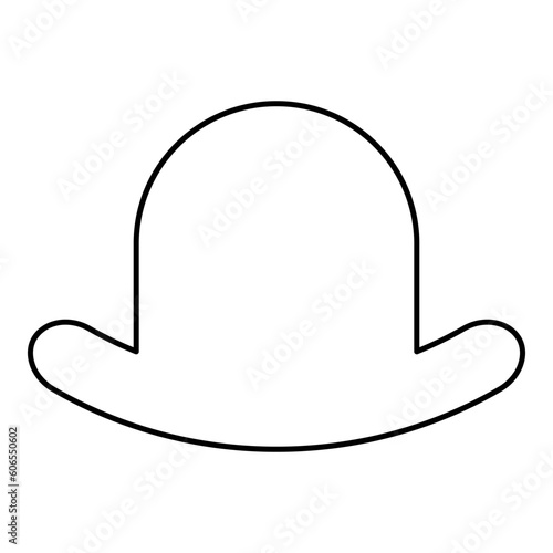 Old hat vintage bowler gentleman headwear male elegant fedora homburg-hat stingy brim top-hat contour outline line icon black color vector illustration image thin flat style