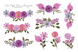 Aesthetic Purple Flower Arrangement Watercolor Collection