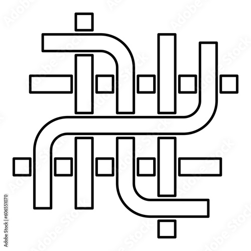 Pipes pipeline plumbing tubes net conduit contour outline line icon black color vector illustration image thin flat style