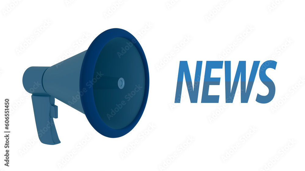 news banner template. Advertising design for social network vector illustration. Template for retail promotion and announcement. Online shopping and marketing flyer with 3d blue megaphone