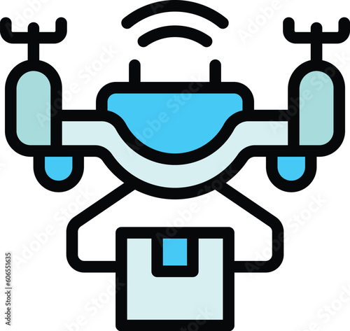 Drone icon. Outline Drone vector icon for web design isolated on white background color flat