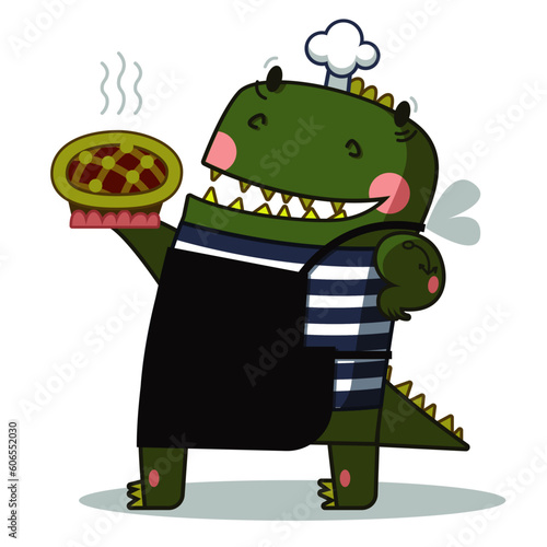 
cute dragon baker made a cake