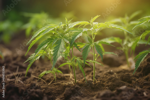 Cannabis plantation. Medical marihuana farming. Generative AI