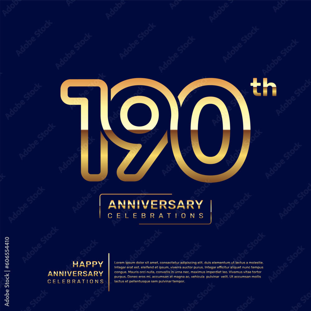 190 year anniversary logo design, anniversary celebration logo with double line concept, logo vector template illustration