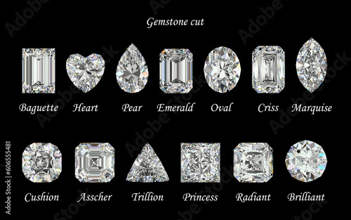 Fotografija Set of diamonds in different cuts