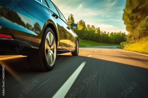 Car rushes along the highway at sunset , low angle side view © Soho A studio