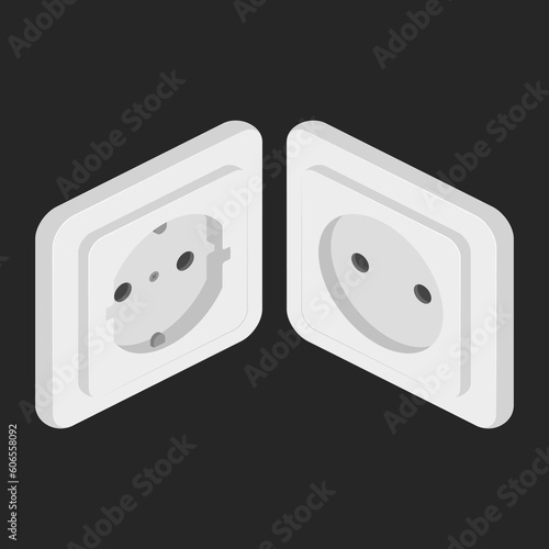 power outlet type f c isometric vector flat illustration