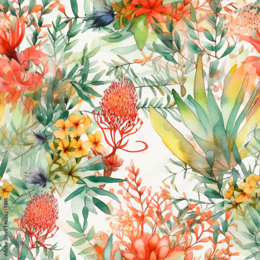 Obraz premium Tropical Garden seamless pattern made with Generative AI