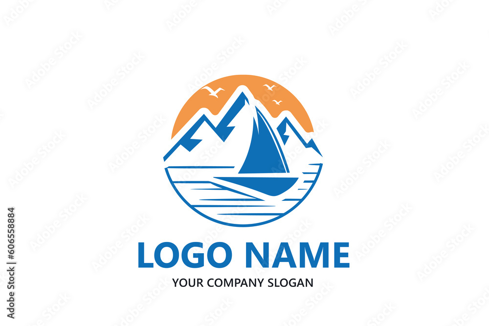 Vector circle tree and river Mountains logo design vector template
Vector circle tree and river Mountains logo design vector template