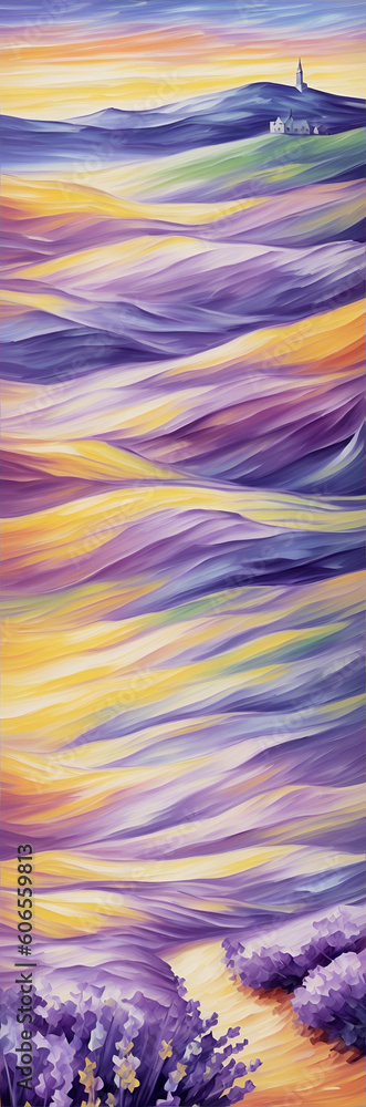 Lavender meadows landscape. AI generated illustration Lavender meadows landscape. AI generated illustration