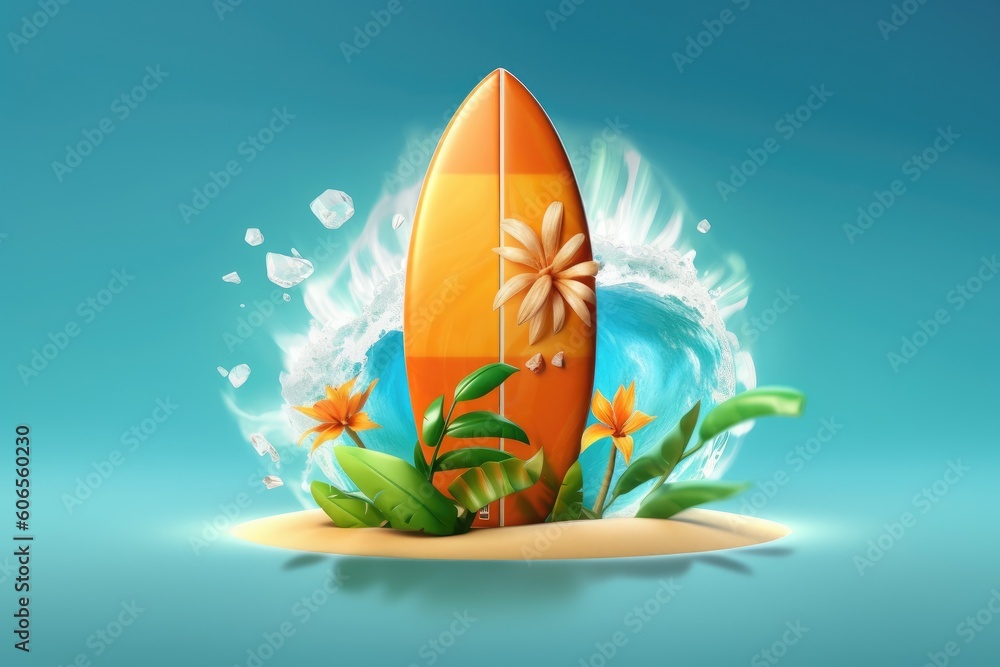 Illustration of a surfboard icon - Summer icon concept - Created with ...