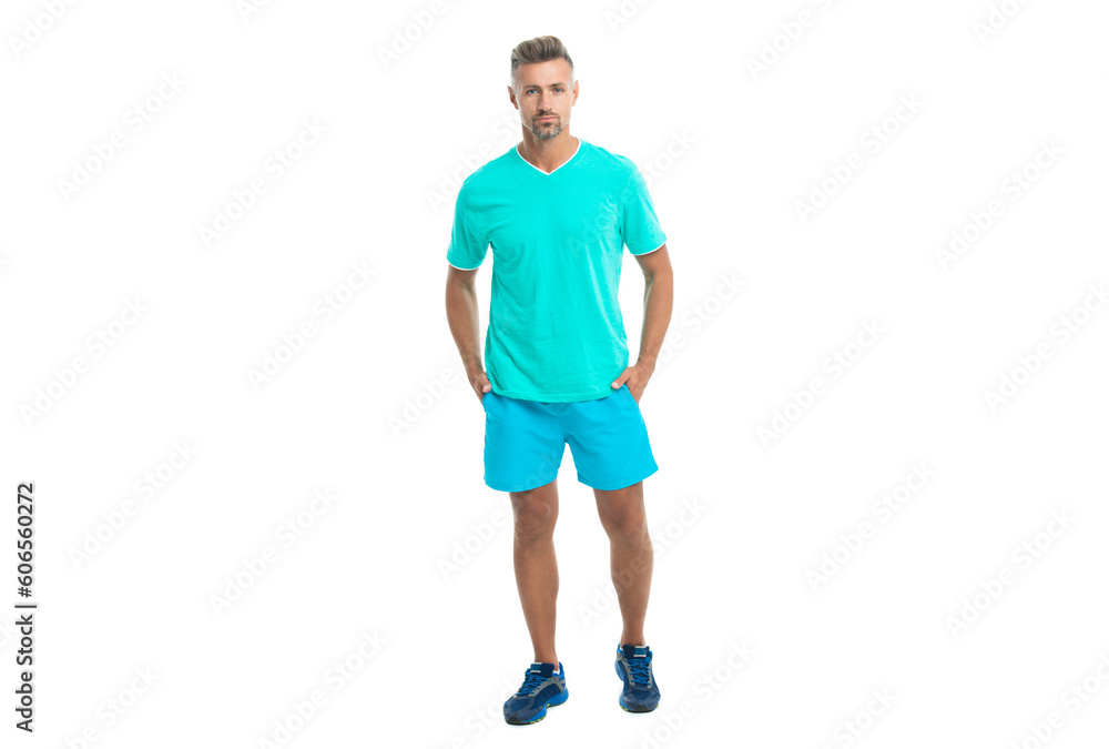 athletic sportsman trainer in sportswear for man to do sport and fitness training in gym isolated on white studio background athletic sportsman trainer in sportswear for man to do sport and fitness training in gym isolated on white studio background
