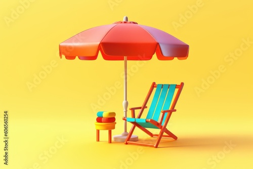 Illustration of a beach umbrella icon - summer concept - Created with generative ai