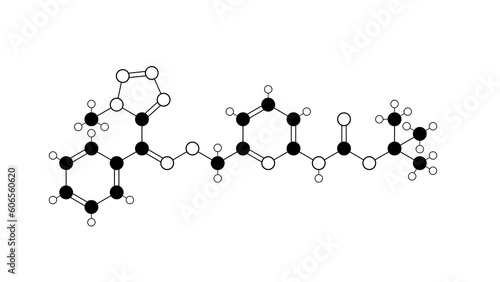 picarbutrazox molecule, structural chemical formula, ball-and-stick model, isolated image fungicide