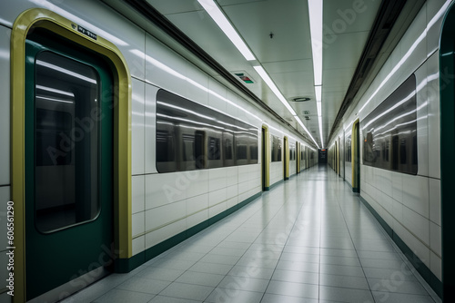 Transport en commun, wagon de métro, train - Générative IA