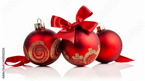 red christmas ball with ribbon 