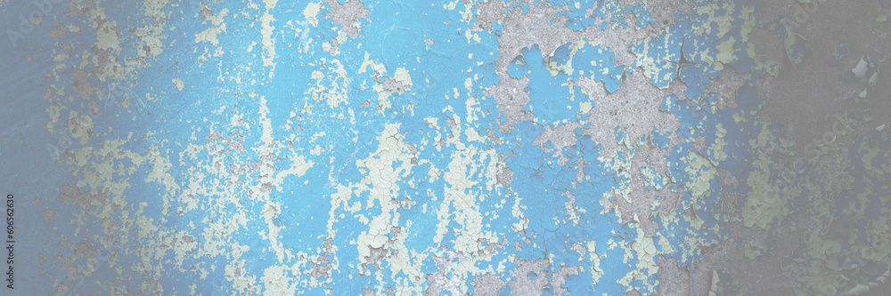 Peeling paint on the wall. Panorama of a concrete wall with old cracked flaking paint. Weathered rough painted surface with patterns of cracks and peeling. Wide panoramic grungy texture for background Peeling paint on the wall. Panorama of a concrete wall with old cracked flaking paint. Weathered rough painted surface with patterns of cracks and peeling. Wide panoramic grungy texture for background