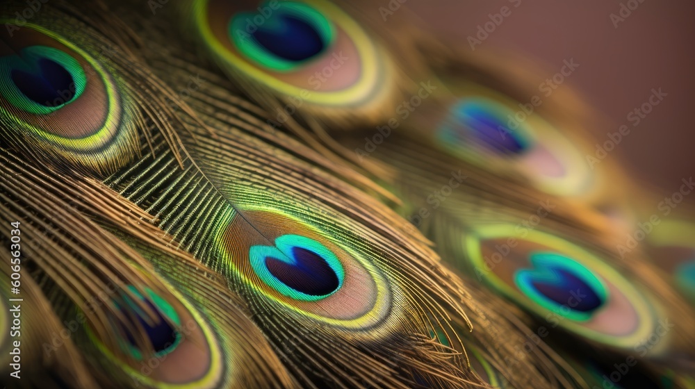 Obraz premium A symphony of colors, peacock feathers evoke awe and admiration