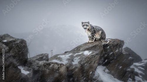 Graceful and mysterious, the snow leopard roams the icy peaks