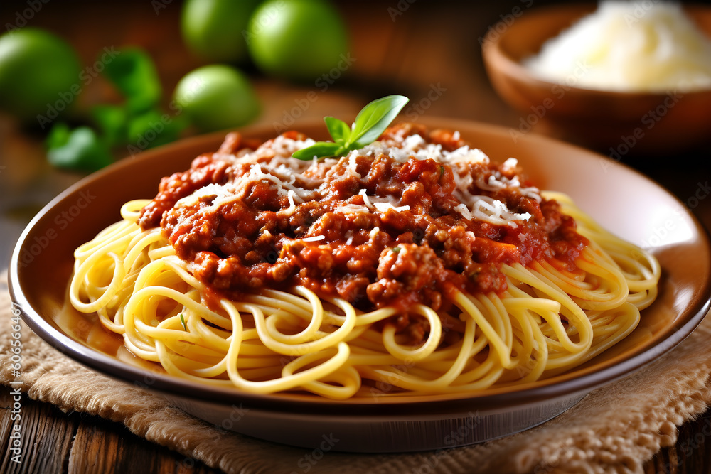 Spaghetti with Meat Sauce generate AI
