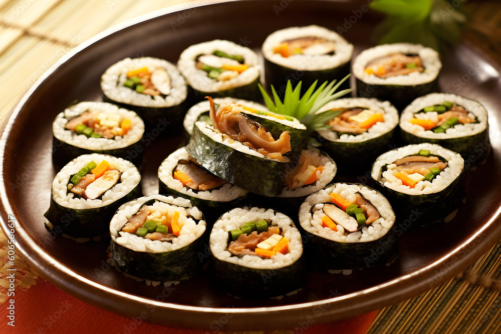 Kimbap, Korean famous food generate AI Kimbap, Korean famous food generate AI