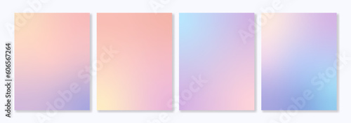 Set of 4 gradient backgrounds in soft trendy colors. For brochures, booklets, posters, wallpapers, branding, social media, advertising and other projects. For web and print. © Olga