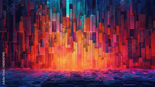 Digital Dreams  High-Definition Glitch Background Mural in Saturated Colors. Generative AI