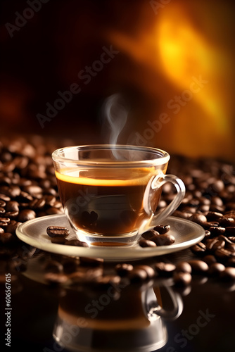 a cup of aroma black coffee generate AI