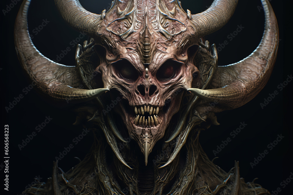 alien creature with horns, demon, generative ai alien creature with horns, demon, generative ai