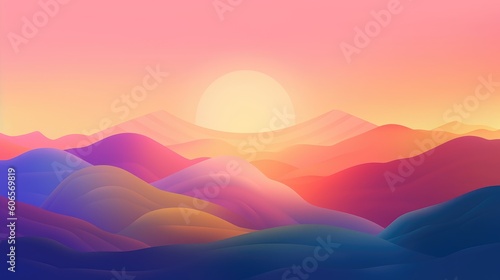 sunset in mountains illustration