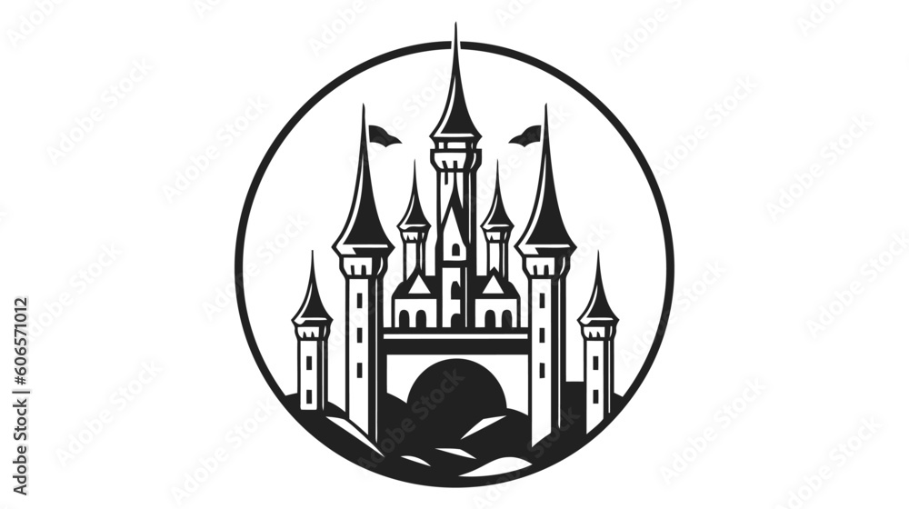 Vector black castle icon, logo. Vector illustration isolated on white background Vector black castle icon, logo. Vector illustration isolated on white background